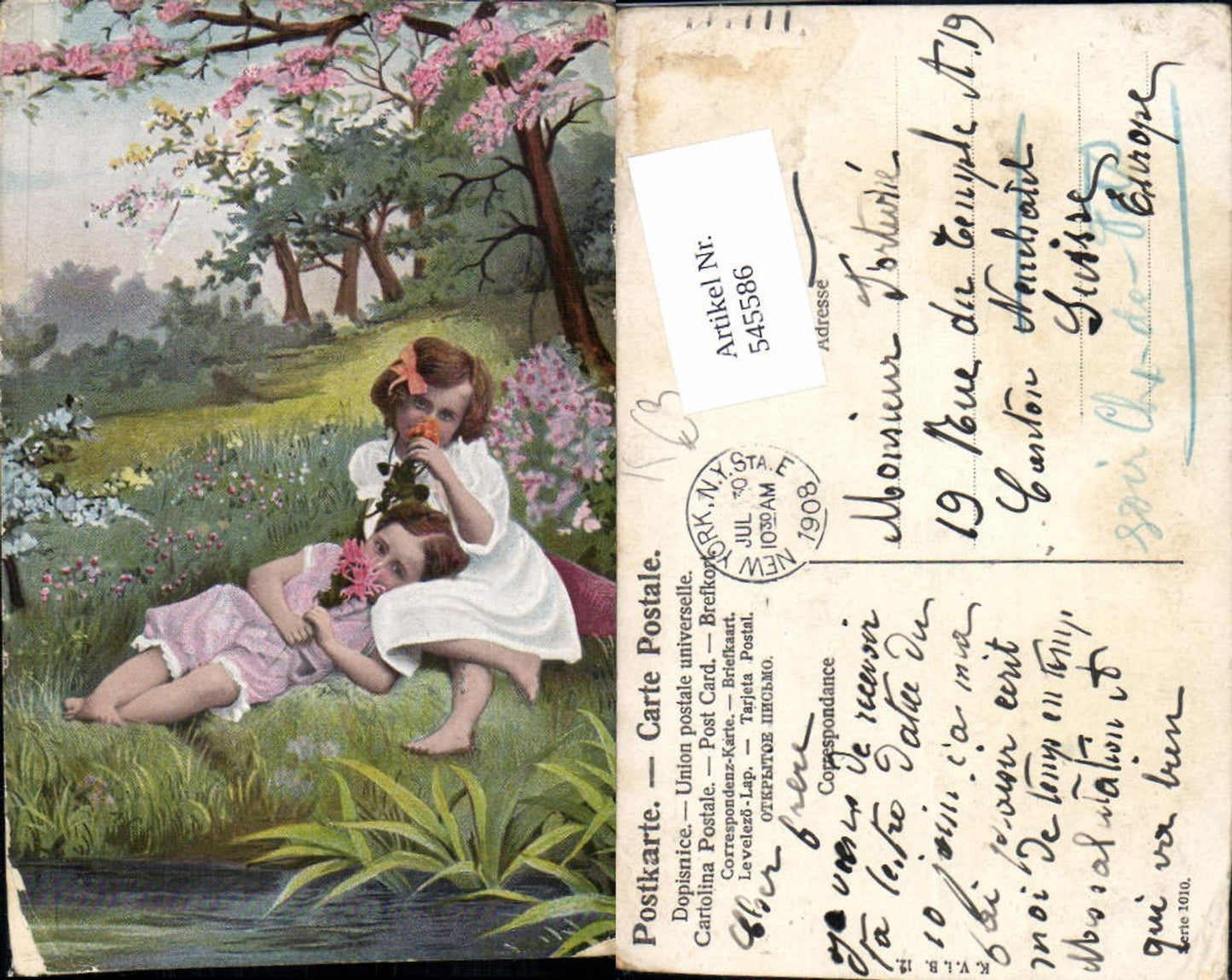 545586, Artist AK Children Child Girl Flowers