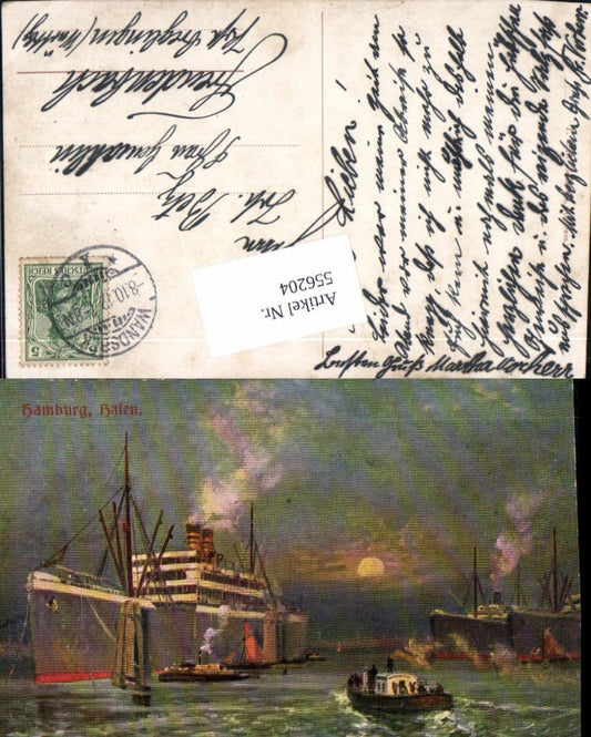 556204, great artist AK Georg Meinzolt Hamburg harbor ship ocean liner steamer