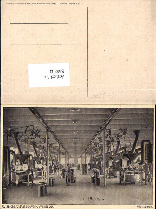 556380, great advertisement AK Reichardt Cocoa Factory Wandsbek Hamburg Roasting Equipment Factory