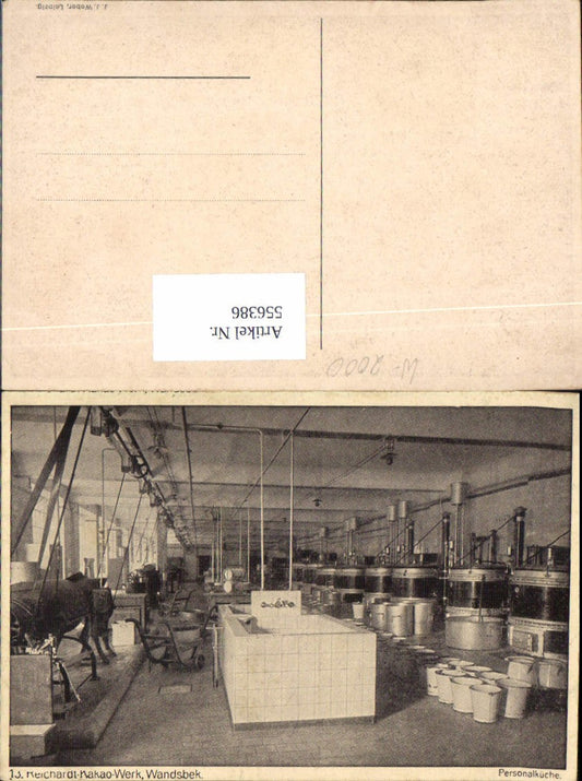 556386, great advertisement AK Reichardt Cocoa Factory Wandsbek Hamburg Staff Kitchen
