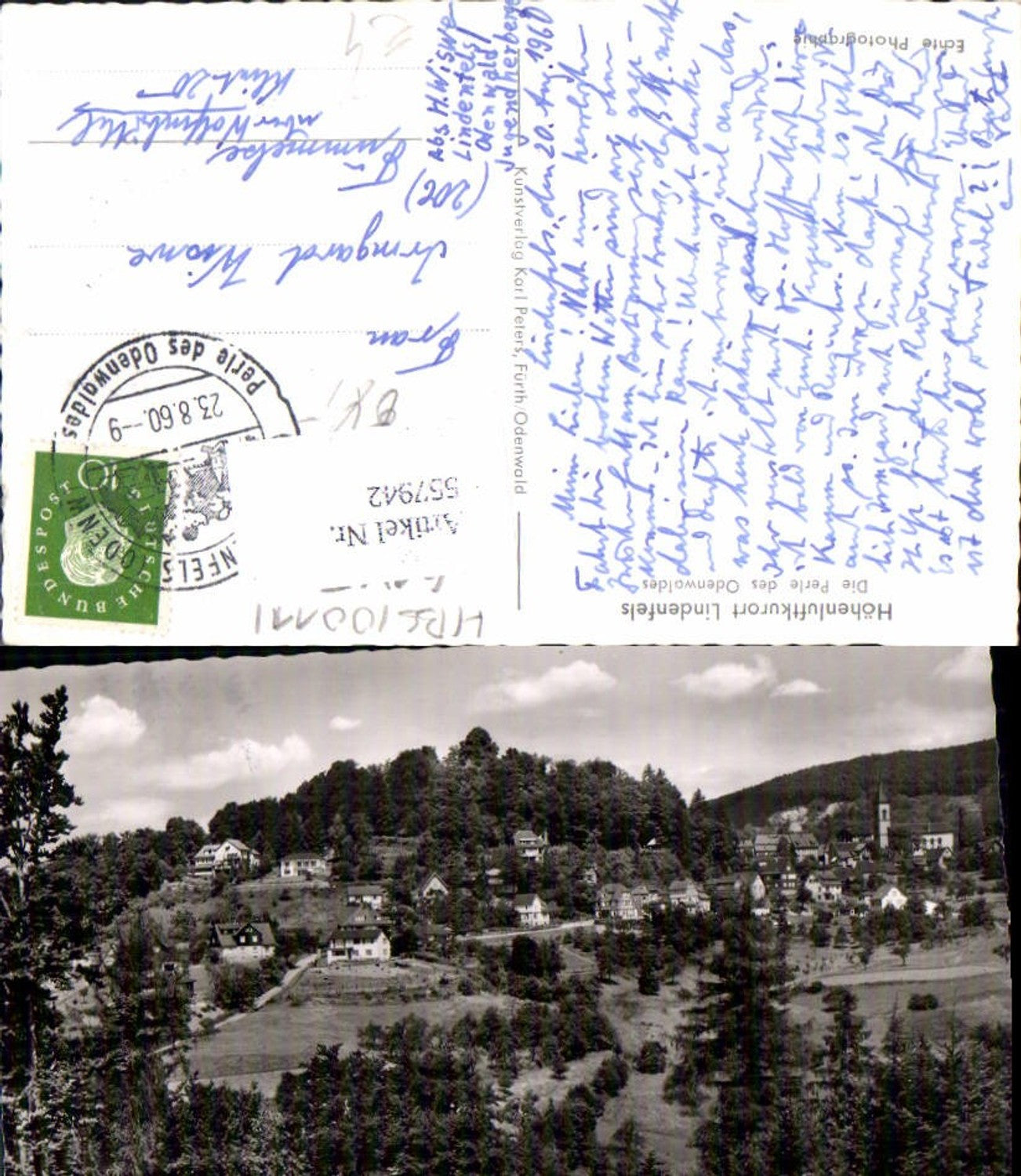557942, Photo Ak Lindenfels Odenwald view 