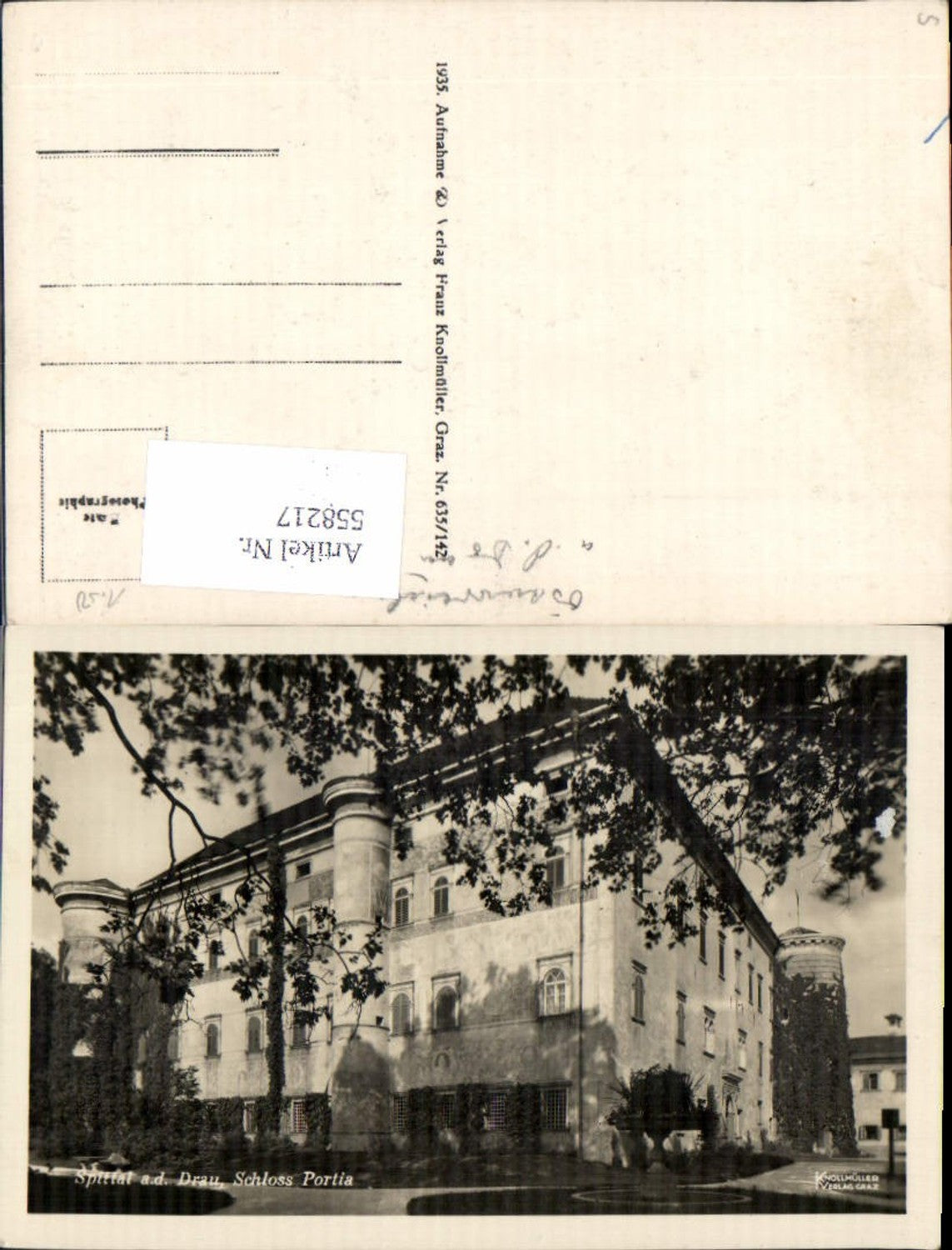 558217, great AK Spittal an der Drau Portia Castle