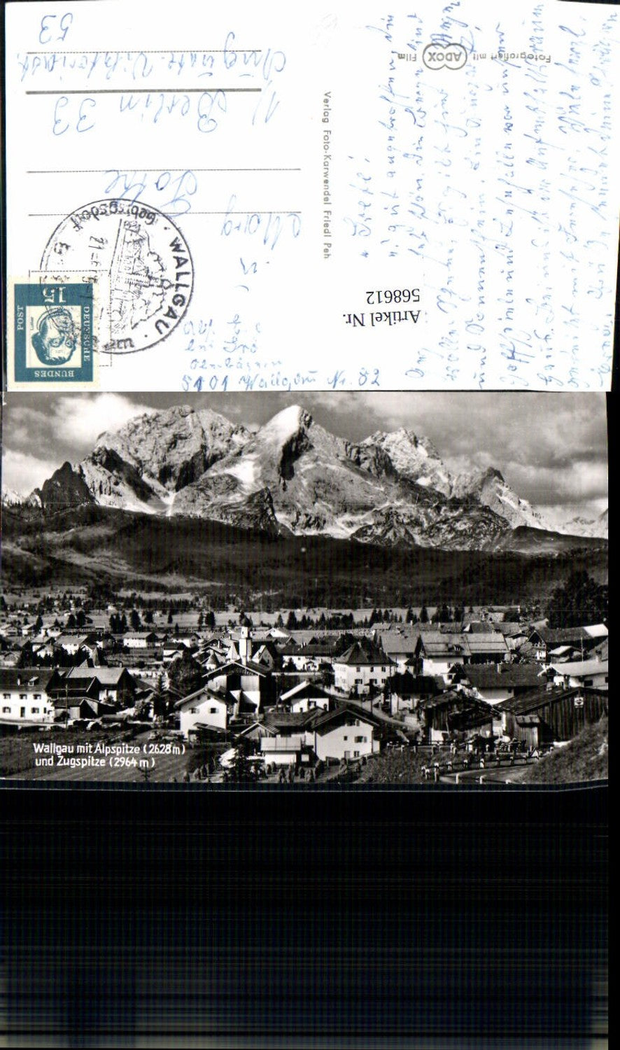 568612, Photo Ak Wallgau with Alpspitze and Zugspitze