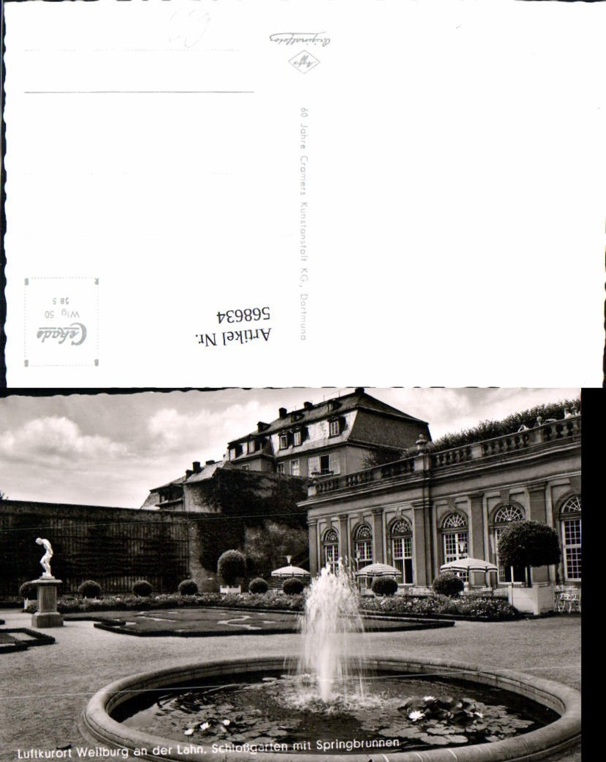 568634, Photo Ak Weilburg on the Lahn Castle Garden with fountain 