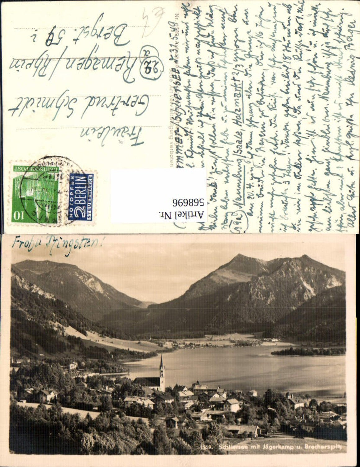 568696, Photo Ak Schliersee with Jägerkamp and Brecherspitz