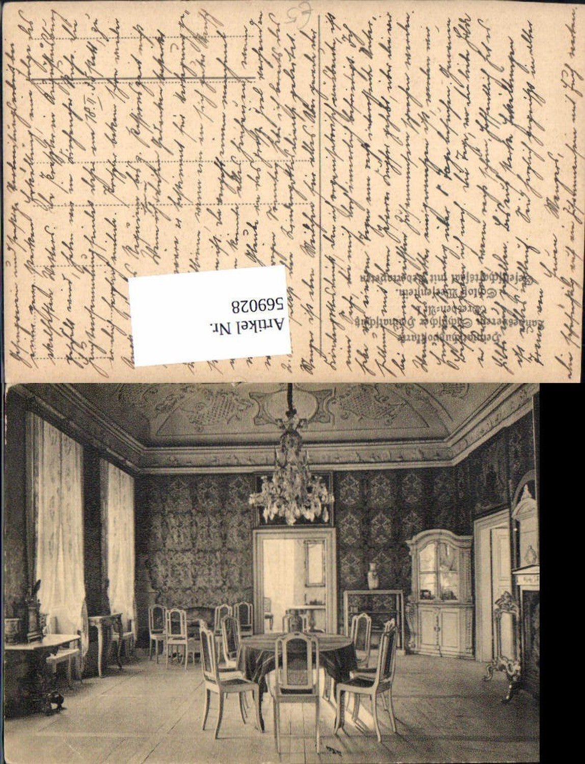 569028, Weesenstein Castle Müglitztal Society hall with leather wallpaper interior