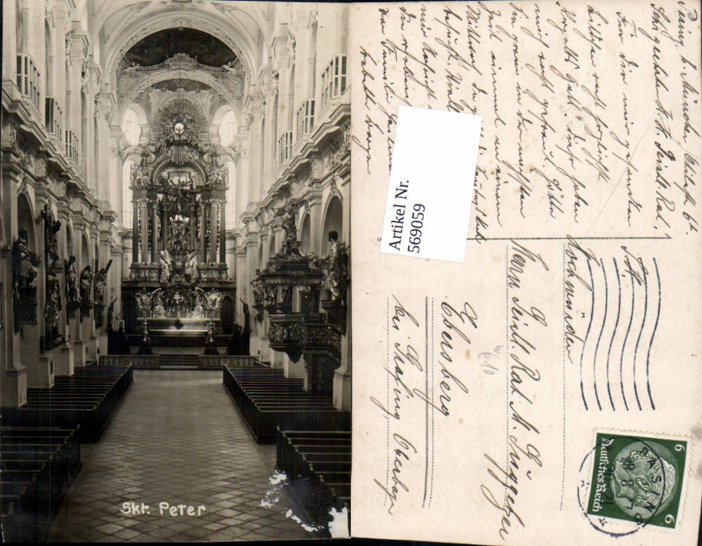 569059, Munich Pasing St. Peter Church Interior view Altar