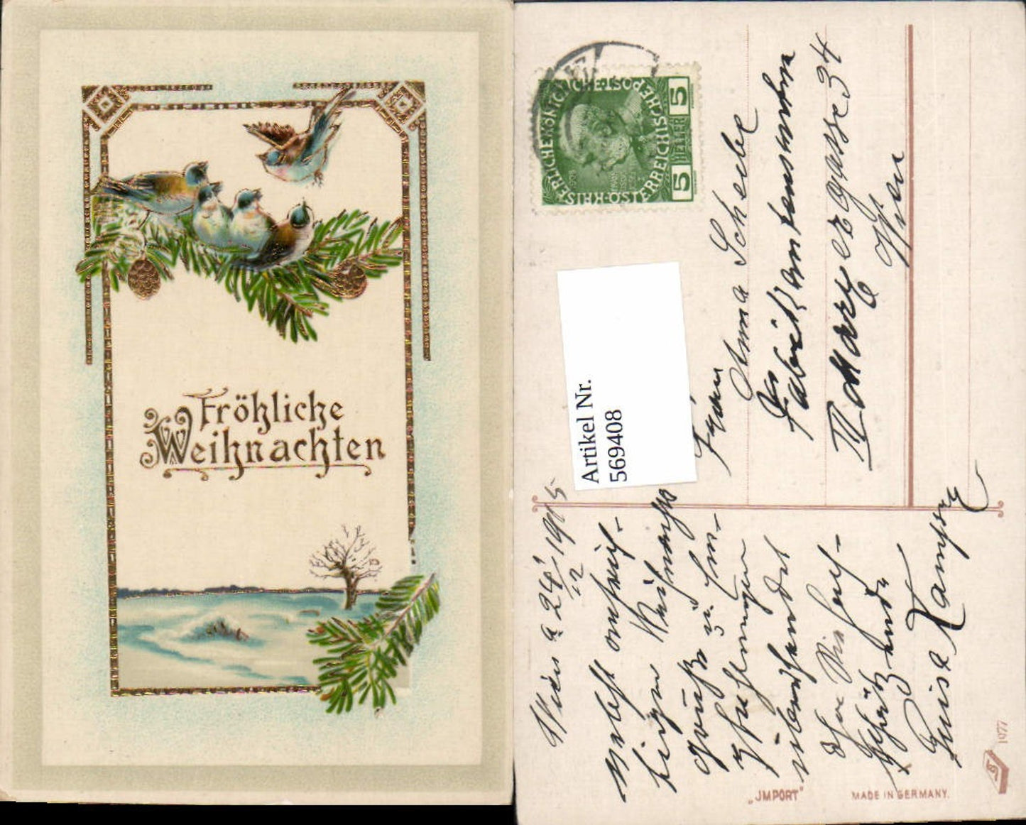 569408, great embossed lithograph Christmas