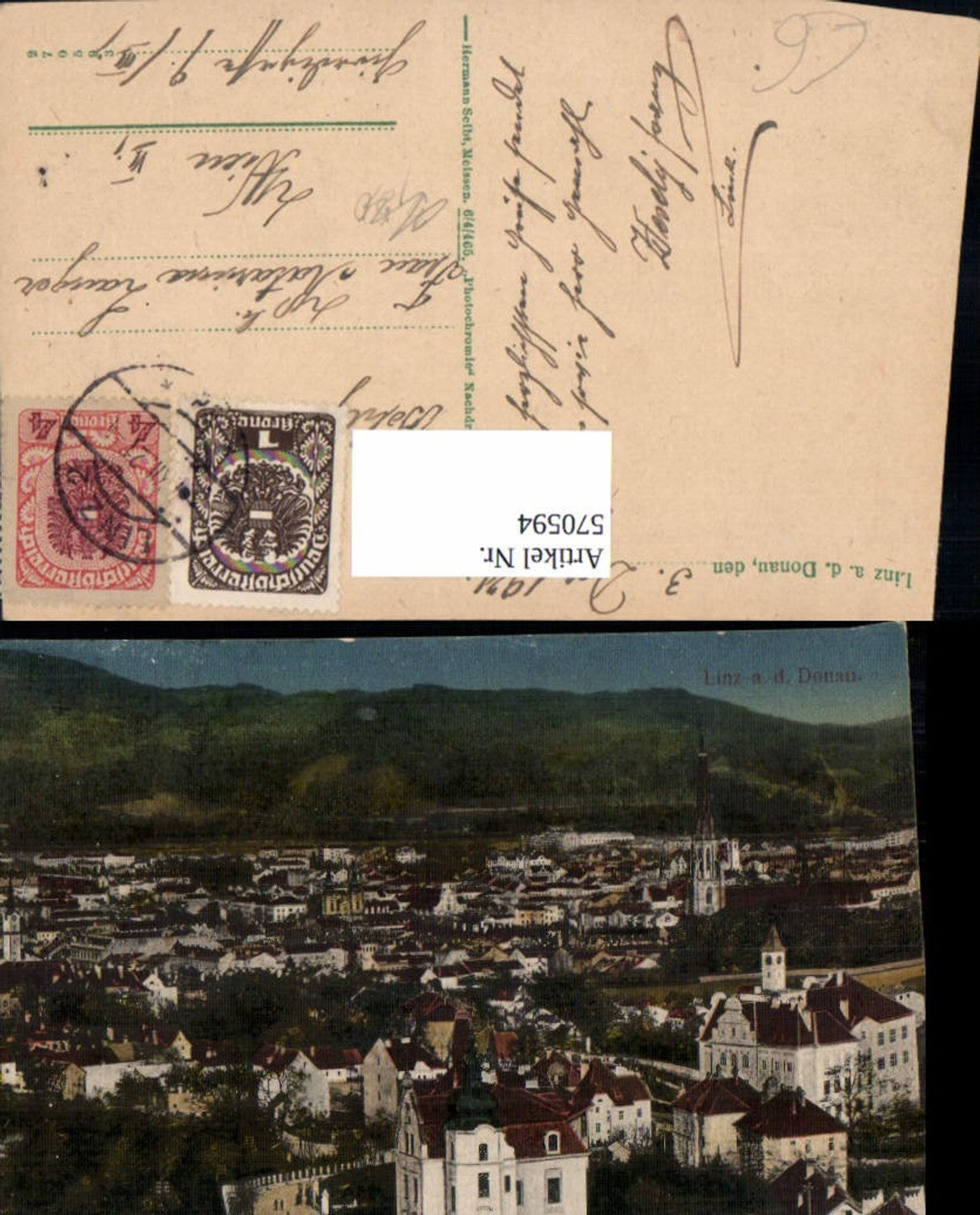 570594, Linz on the Danube, view 1921