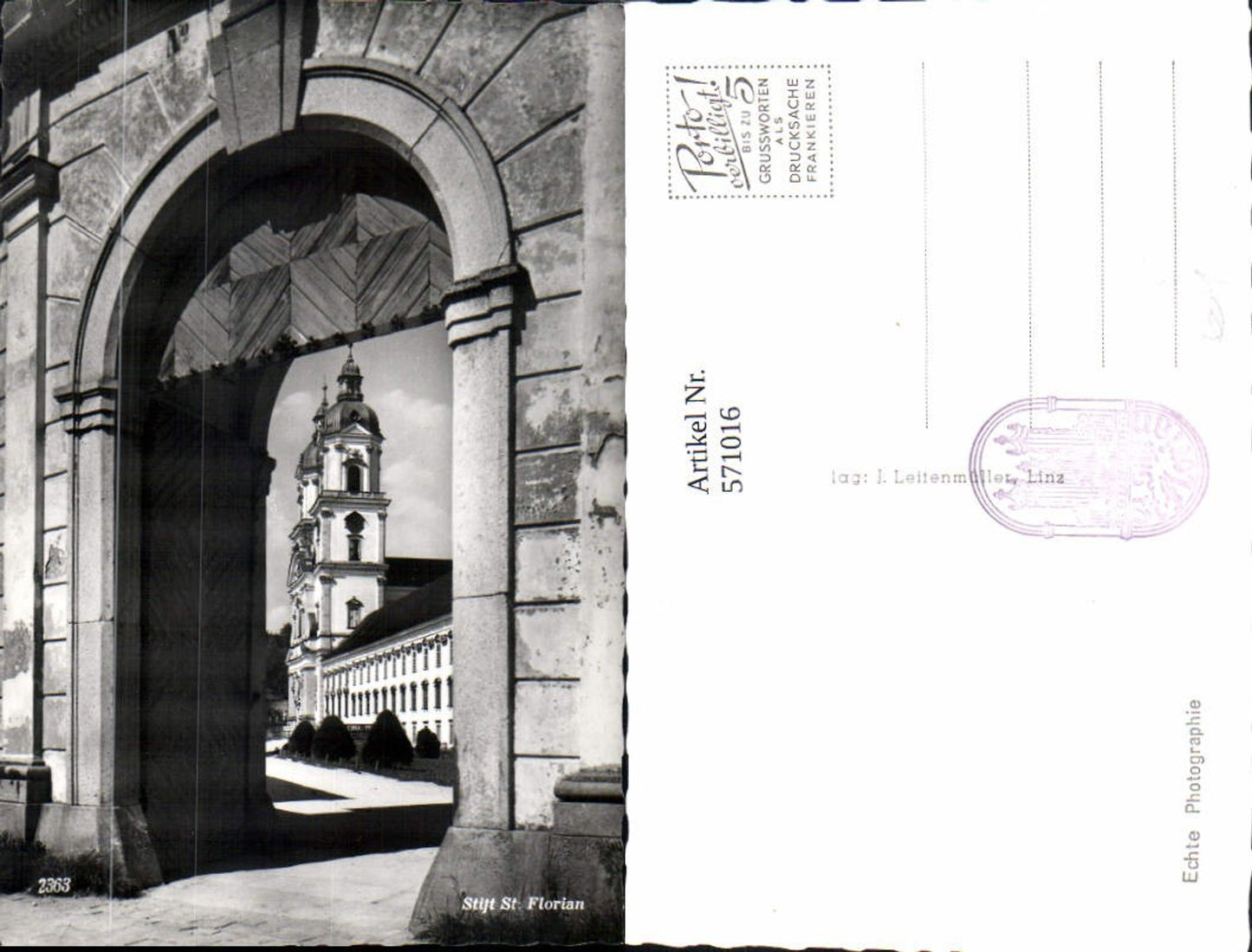 571016, Photo Ak St Florian Stift Entrance Archway