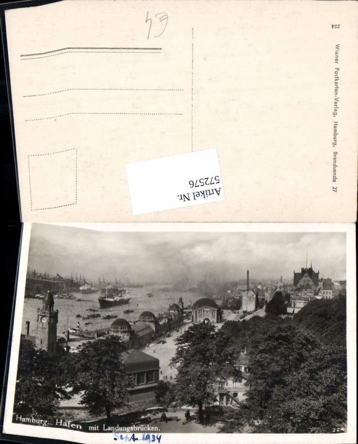 572576, Hamburg Port with Landing Bridges, Ships, Steamers