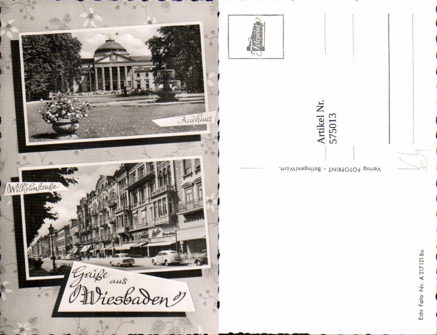 575013, Multi-image postcard Wiesbaden Wilhelmstraße Kurhaus 