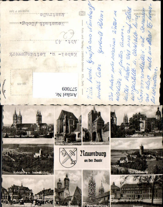 577009, Multi-image postcard Naumburg an der Saale Cathedral Schönburg Post Office