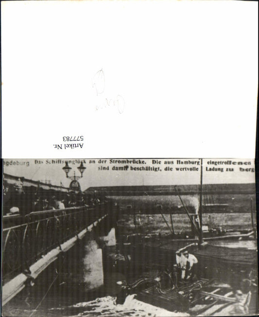 577783,Repro Magdeburg Steamer and Boat Accident at Strombrücke 1913 Shipwreck
