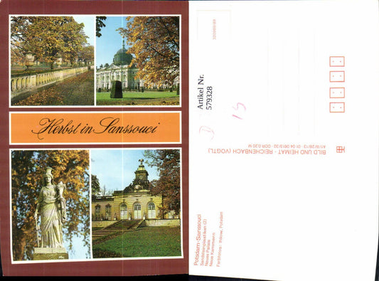 579328, Multi-image postcard Potsdam Sanssouci Palace New Palace New Chambers Sandstone sculptures