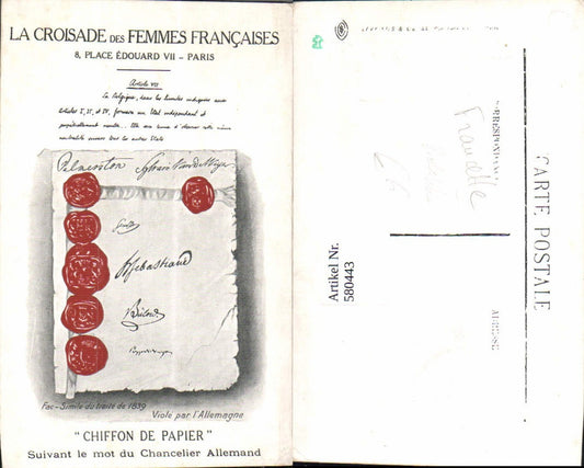 580443,La Croisade de Femmes Francaises Paris Chiffon de Papier 19th century. policy