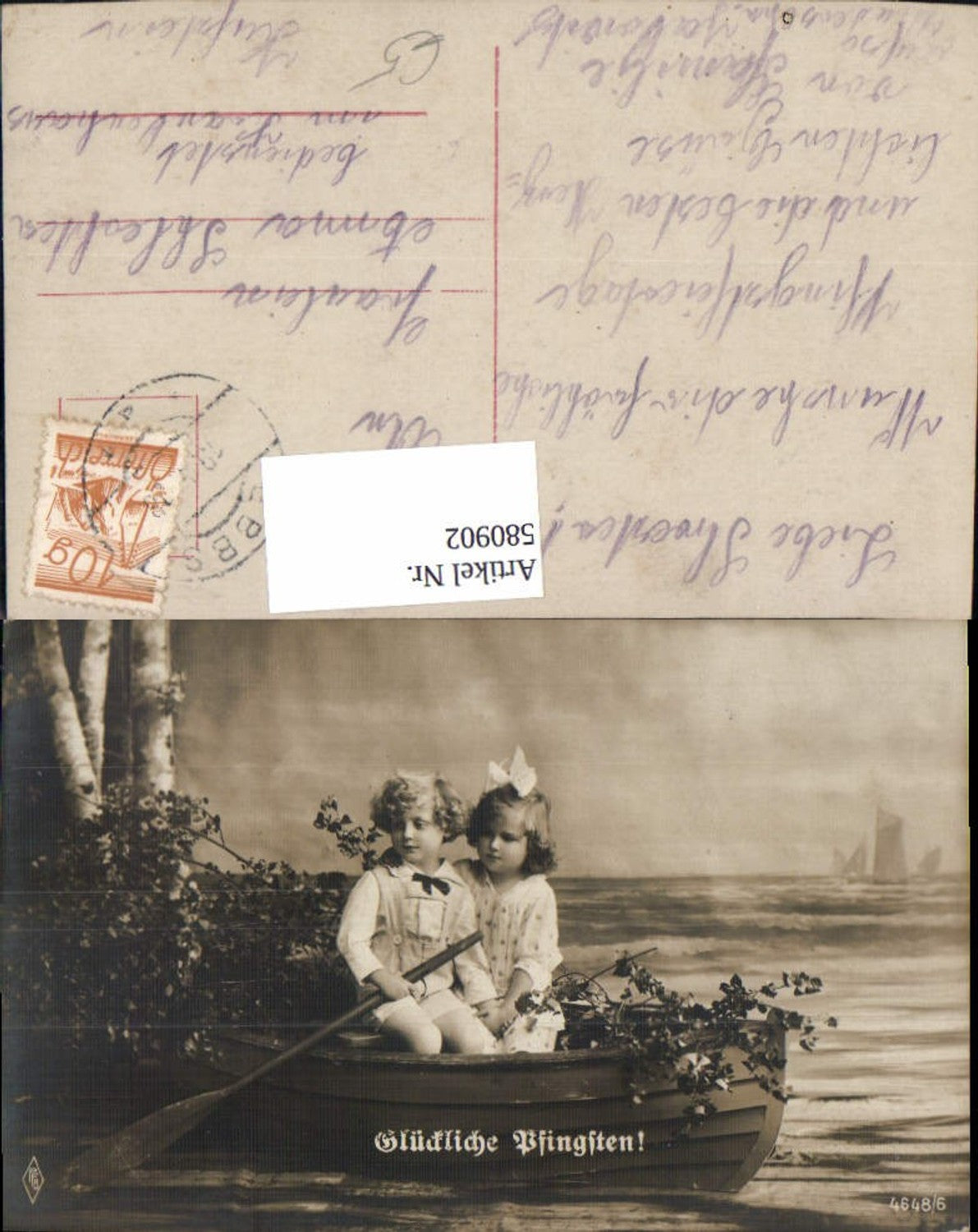 580902, Children boy girl sitting in boat Pentecost
