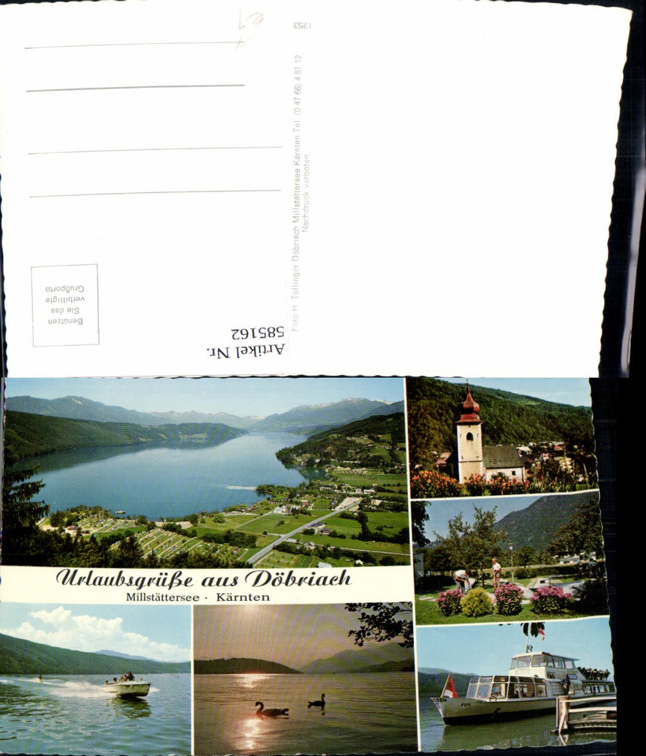 585162, Multi-image Ak Döbriach Radenthein Millstättersee Ship Motorboat Church