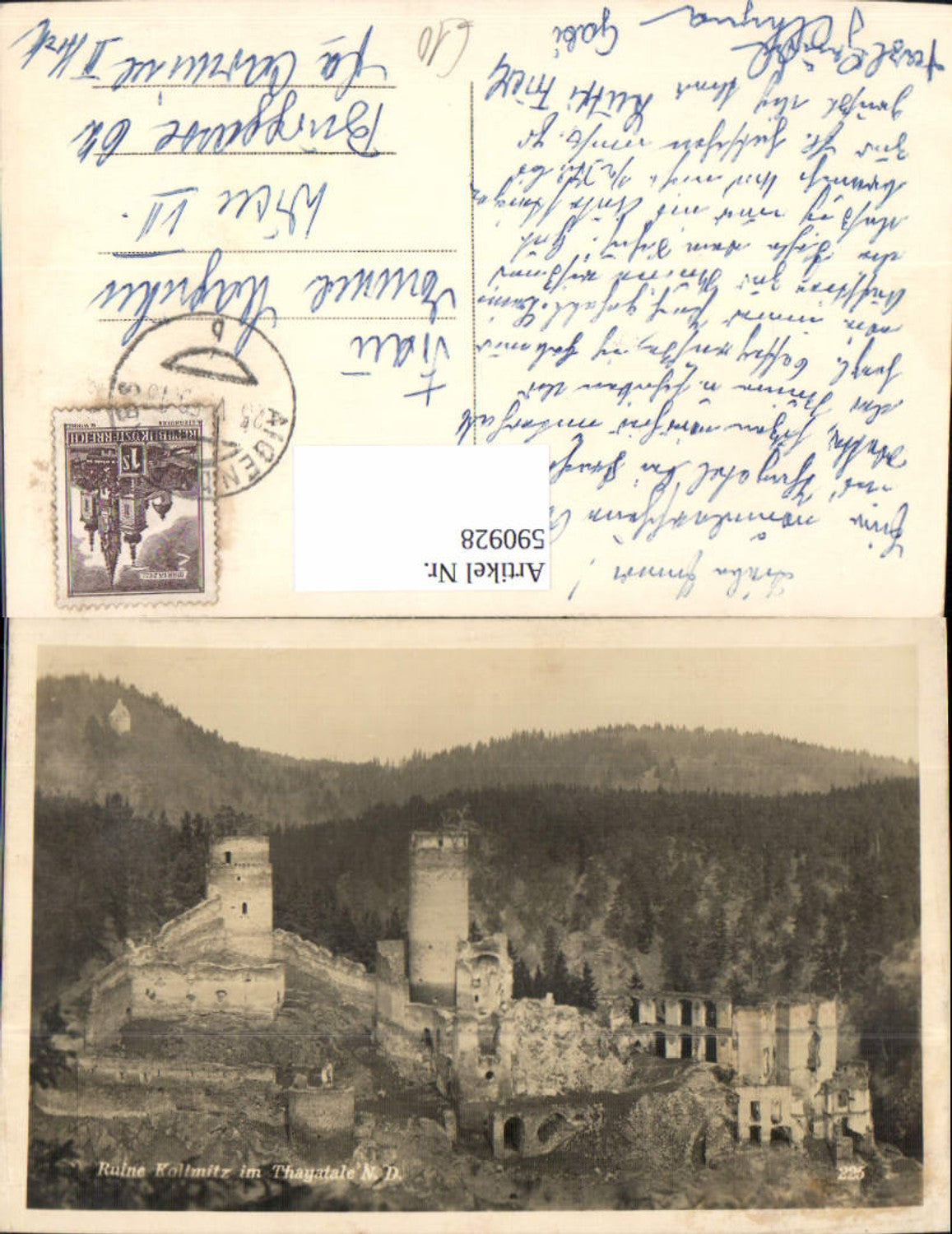 590928,Photo Ak Raabs on the Thaya Kollmitzgraben i. Thayathale ruin Kollmitz