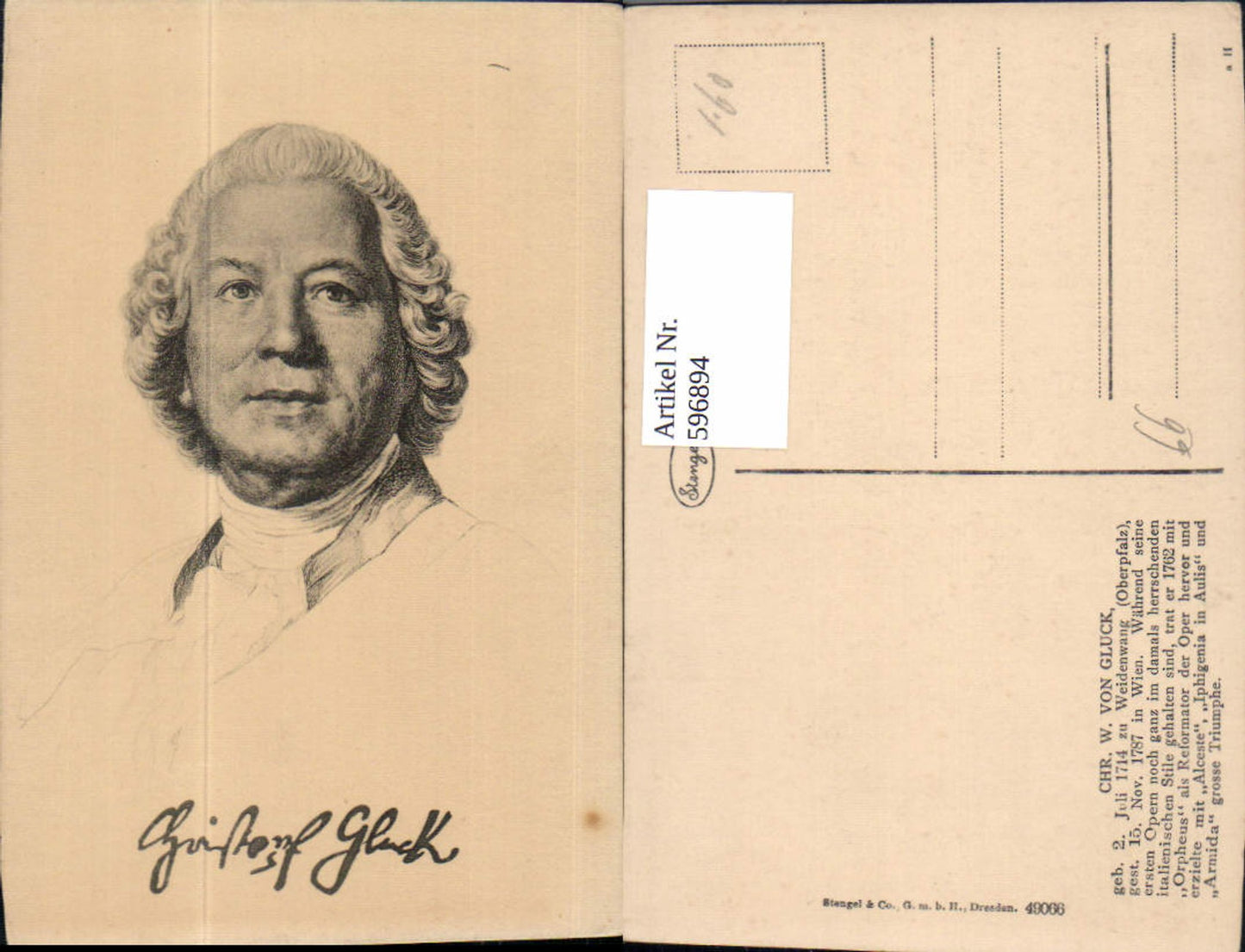 596894, Artist Ak Chr. W. Von Gluck Composer Music