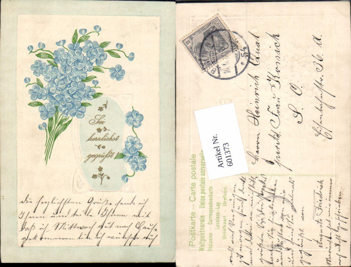 601373, great embossed lithograph flowers