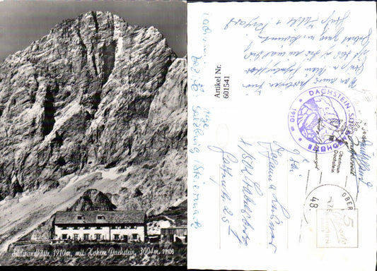 601541,Foto Ak Südwandhütte m. Hohem Dachstein Obertraun