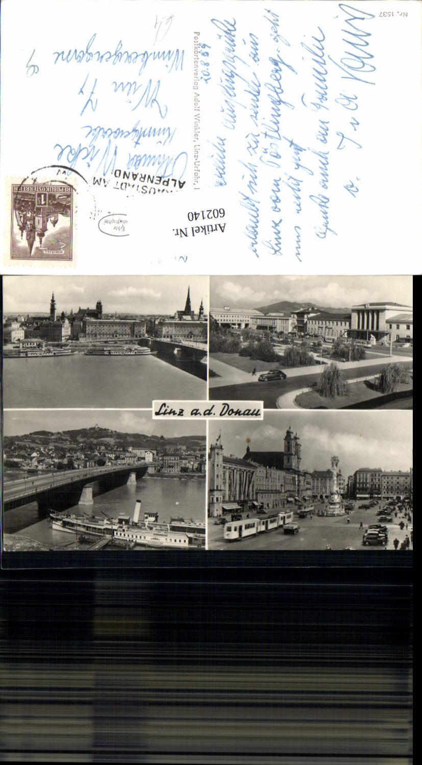 602140, Linz on the Danube, steamer Schönbrunn, tram