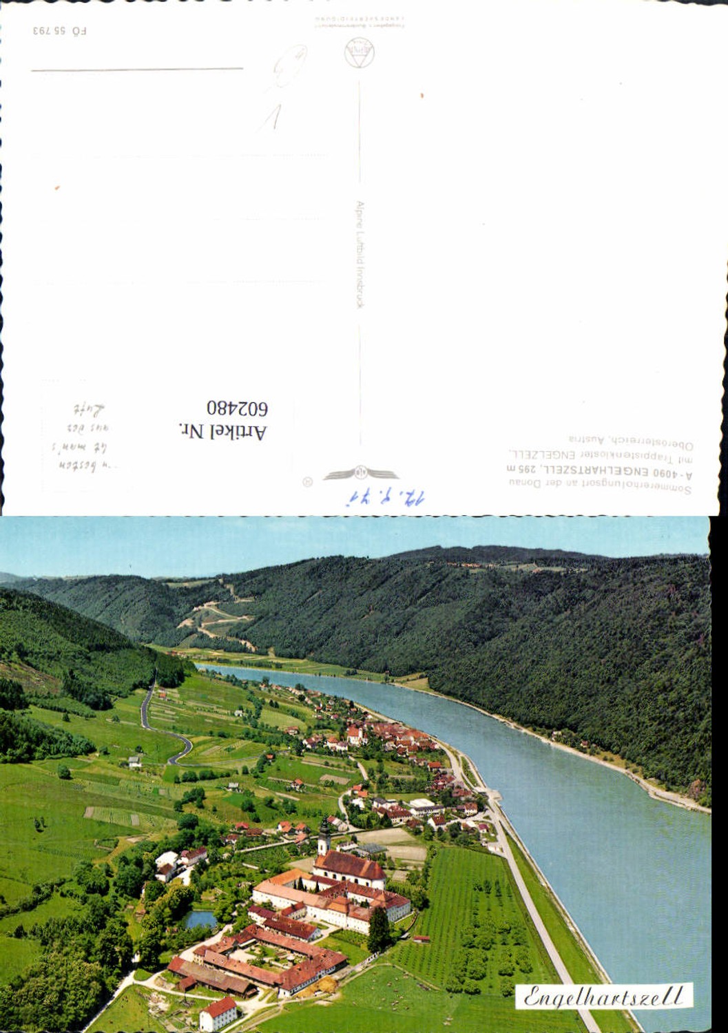 602480, Engelhartszell Kloster Engelzell pub Alpine aerial photograph FÖ 55793