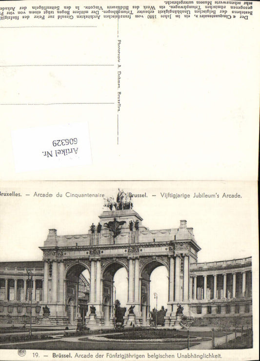 606329, Brussels Bruxelles Arcade du Cinquantenaire Arcade of the 50th Anniversary of Belgian Independence