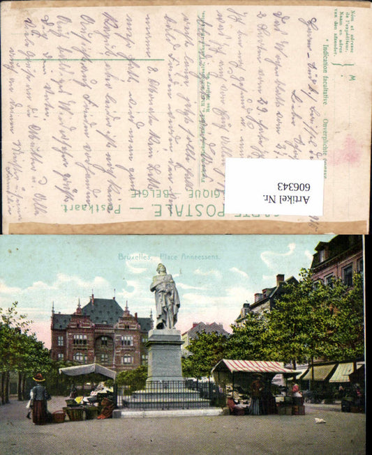 606343,Brussels Bruxelles Place Anneessens Statue