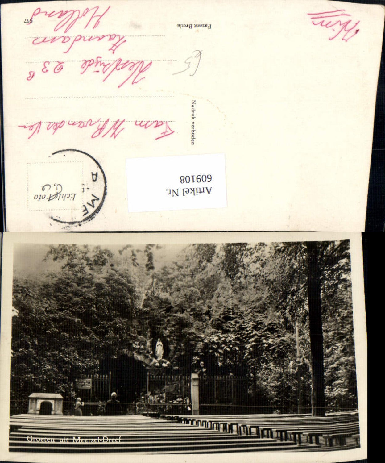 609108,Photo Ak Groeten uit Meersel-Dreef Hoogstraten Statue Marienstatue Belgium