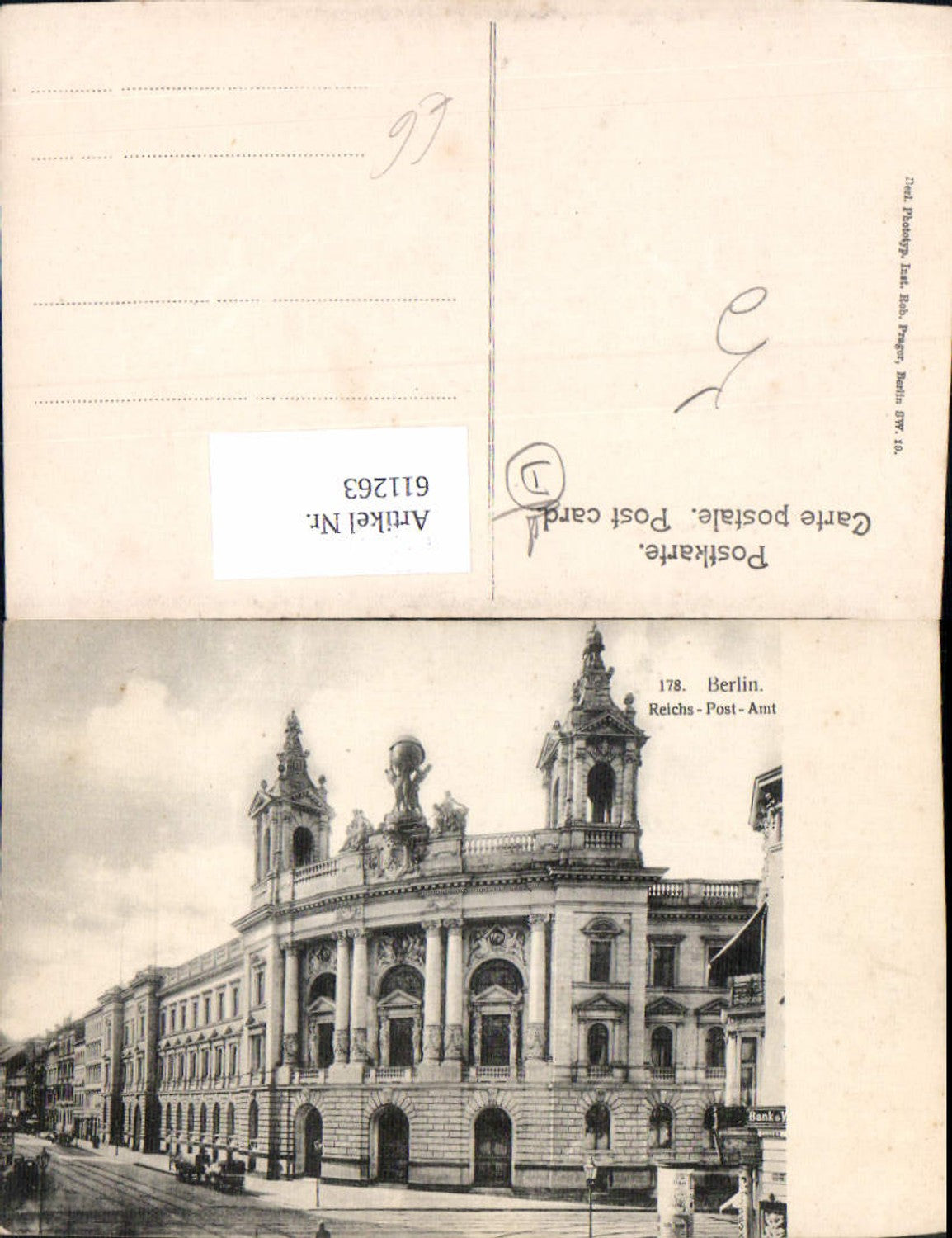 611263, Berlin Reichs-Post-Amt Post Post Office