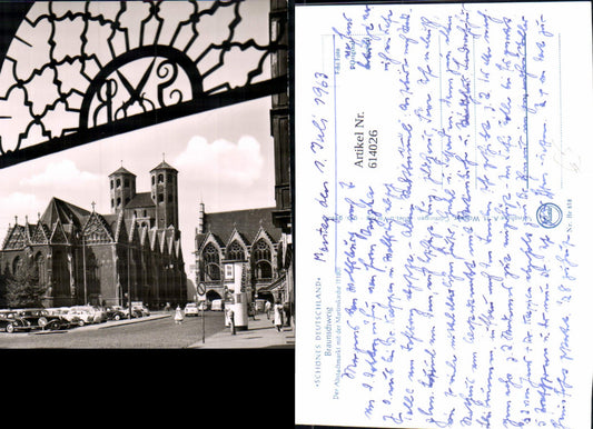 614026, Photo Ak Braunschweig Old Town Market with St. Martin's Church VW Beetle