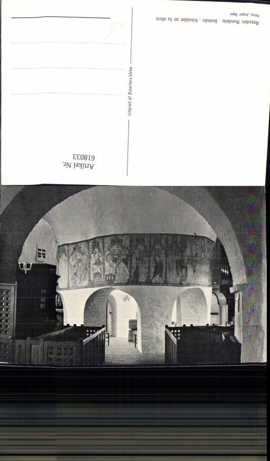 618033, Osterlars Rundkirke Bornholm Kirkeskibet set fra alteret church interior Denmark