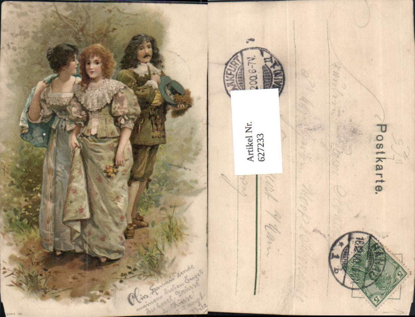 627233,Künstler Litho Mann u. Frauen Liebe Eifersucht