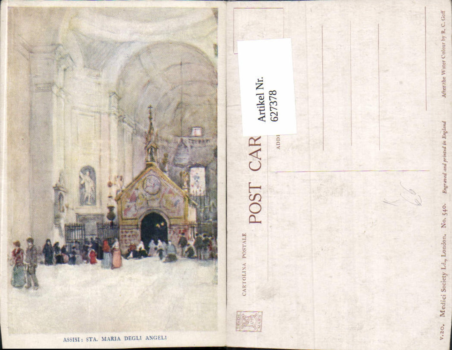 627378,Künstler Ak R. C. Goff Assisi Sta. Maria Degli Angeli Altar Kirche