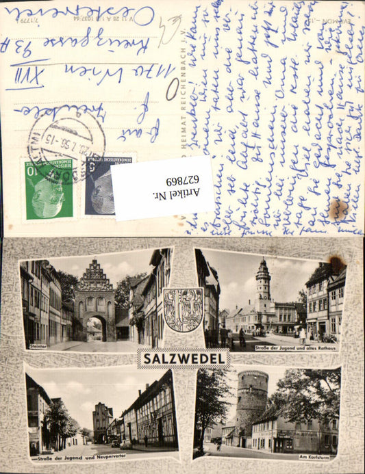 627869, Multi-image postcard Salzwedel Steintor Am Karlsturm