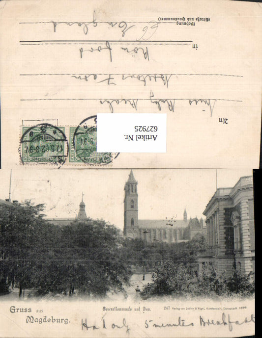 627925, Litho Magdeburg General Command and Cathedral
