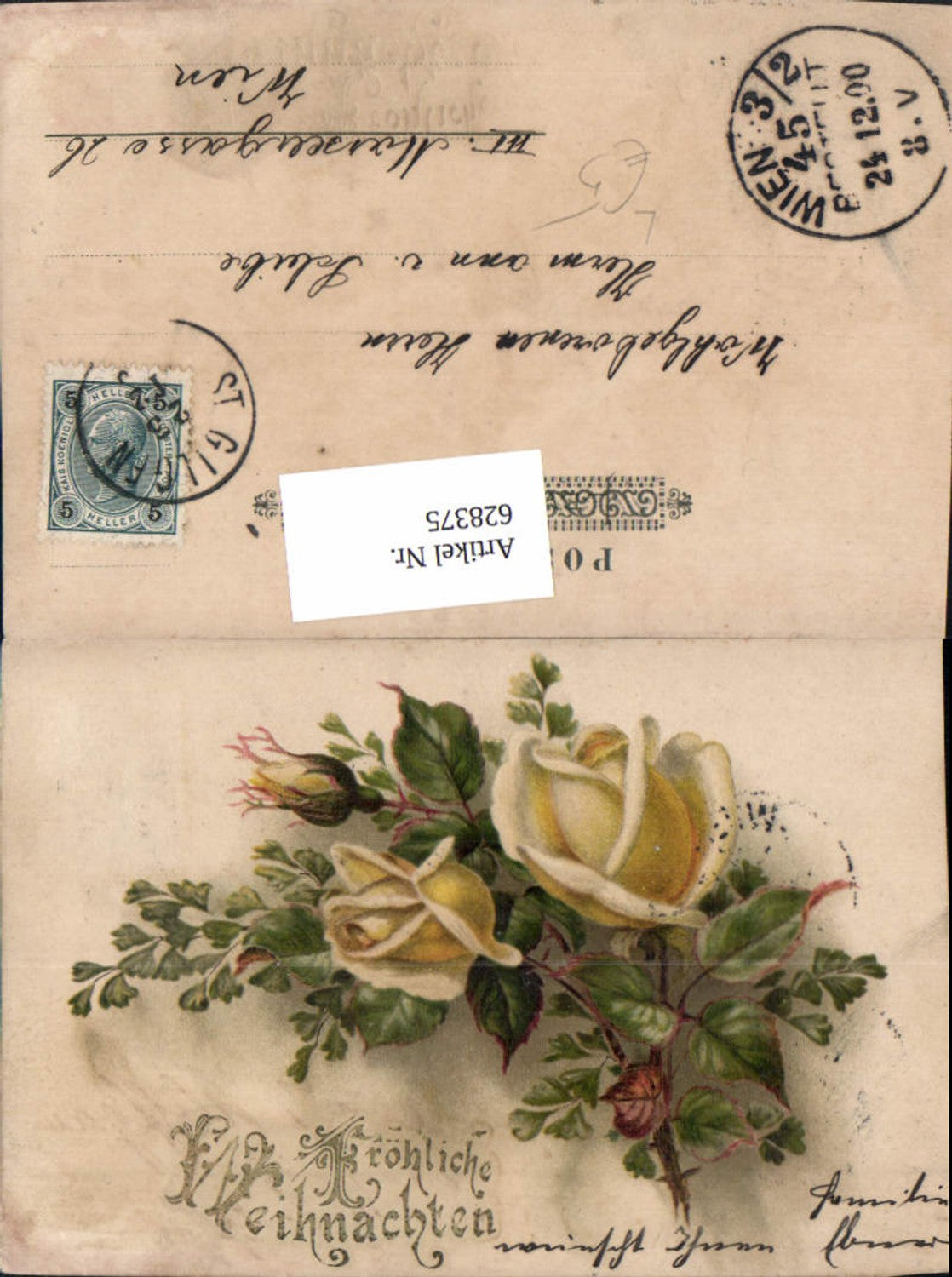 628375, Lithograph Christmas Yellow Roses Flowers