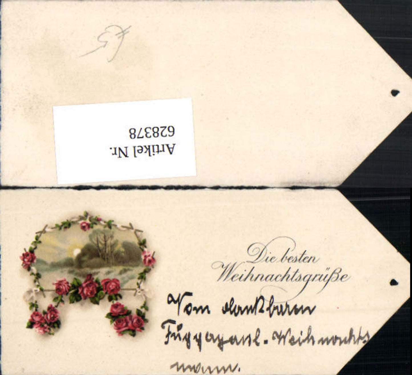 628378, Mini AK Christmas Winter Landscape Passepartout of Roses Flowers