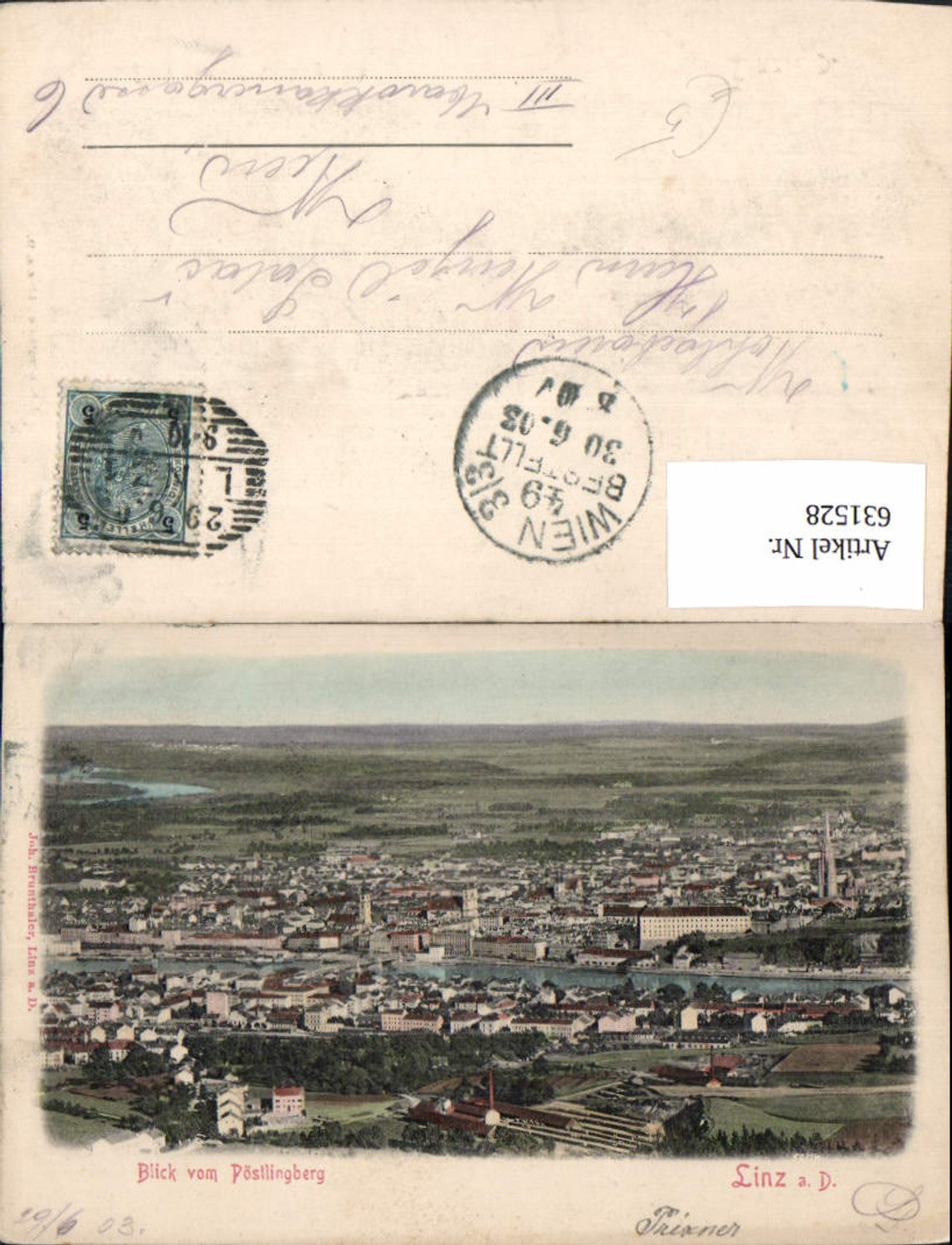 631528, Linz on the Danube from Pöstlingberg 1903