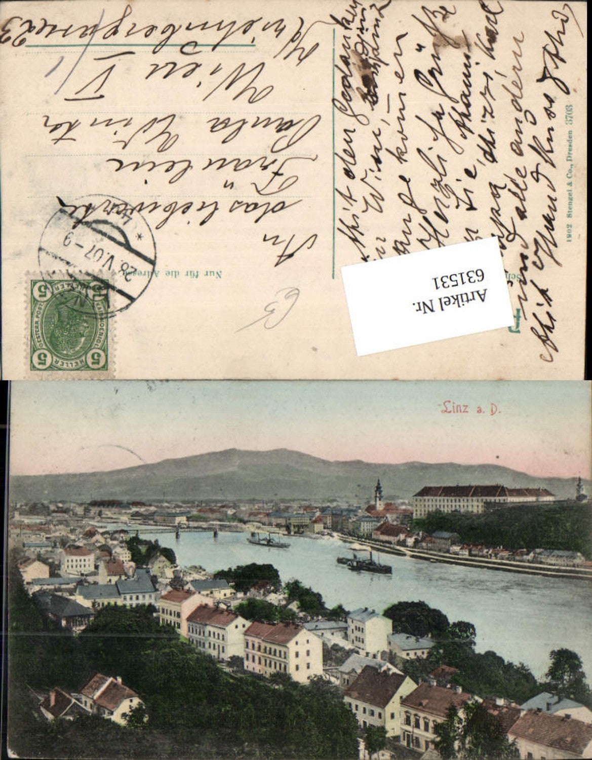 631531, Linz on the Danube steamer 1907