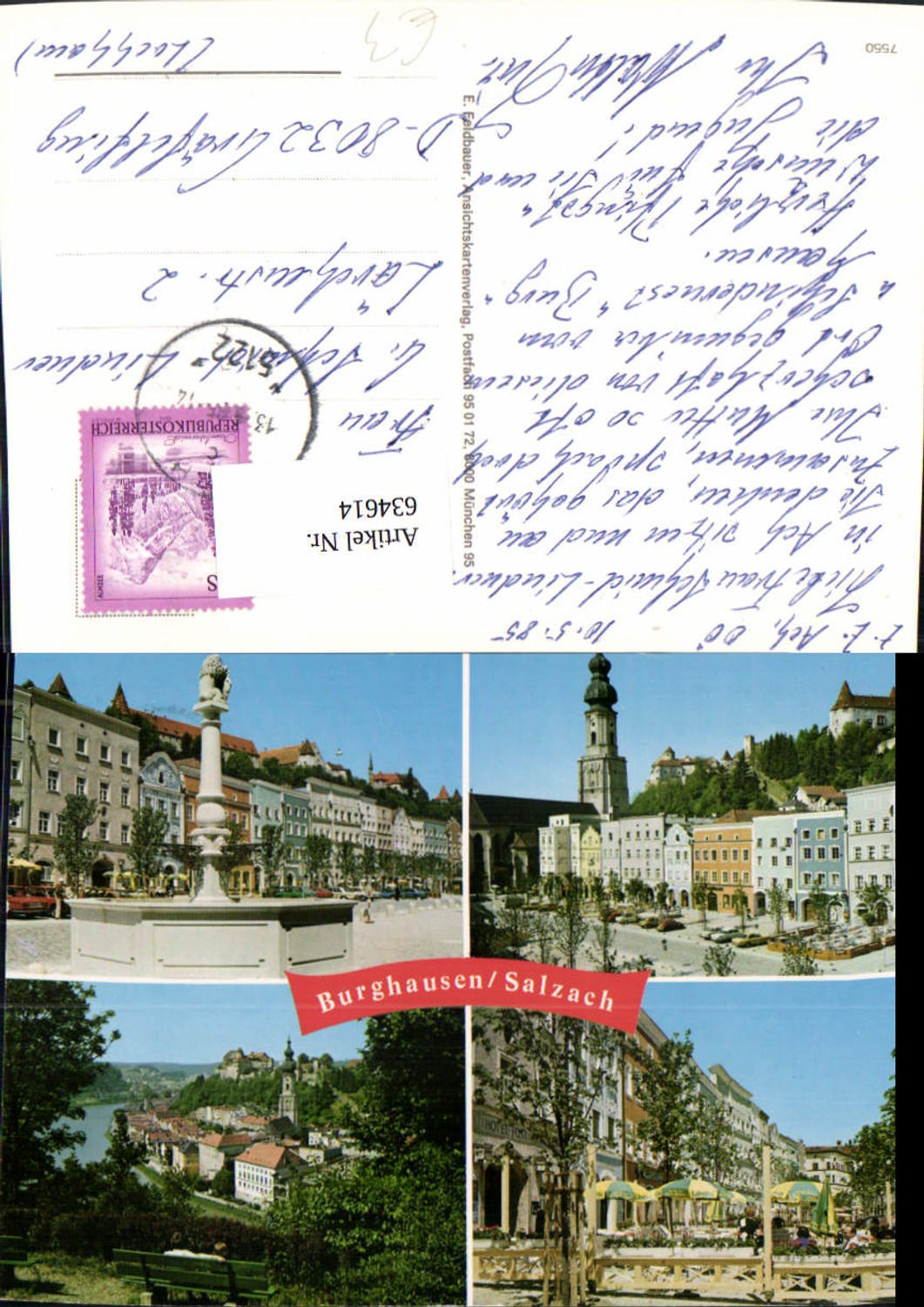 634614, Multi-image Ak Burghausen Salzach Main Square