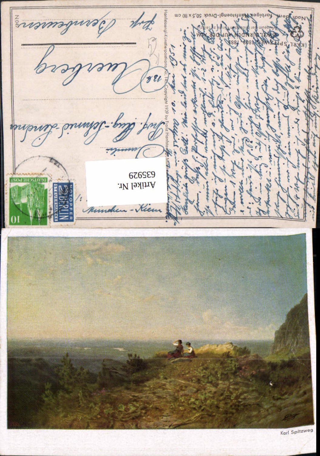 635929,Künstler Ak Karl Spitzweg Zwei Dirndl auf der Alm