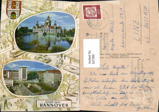 637305, Multi-image postcard Hanover Town Hall