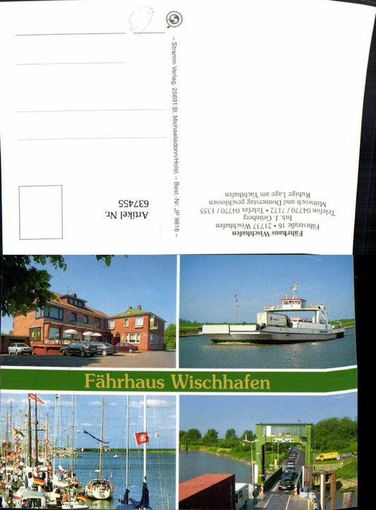 637455, Multi-image Ak Wischhafen Ferry House Wischhafen Ferry Ships Sailboats