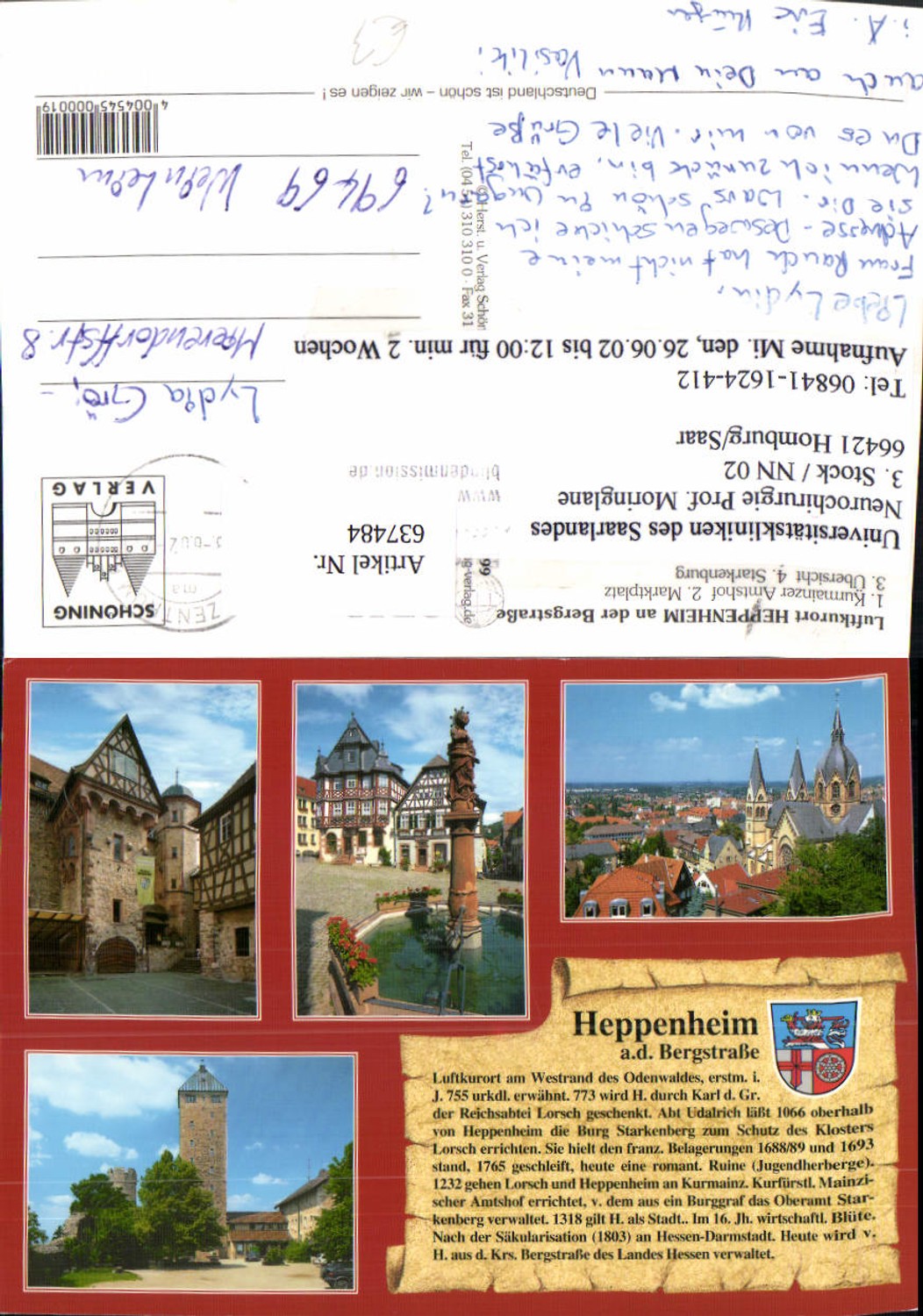 637484, Multi-image Ak Heppenheim on Bergstraße Marktplatz Starkenburg 