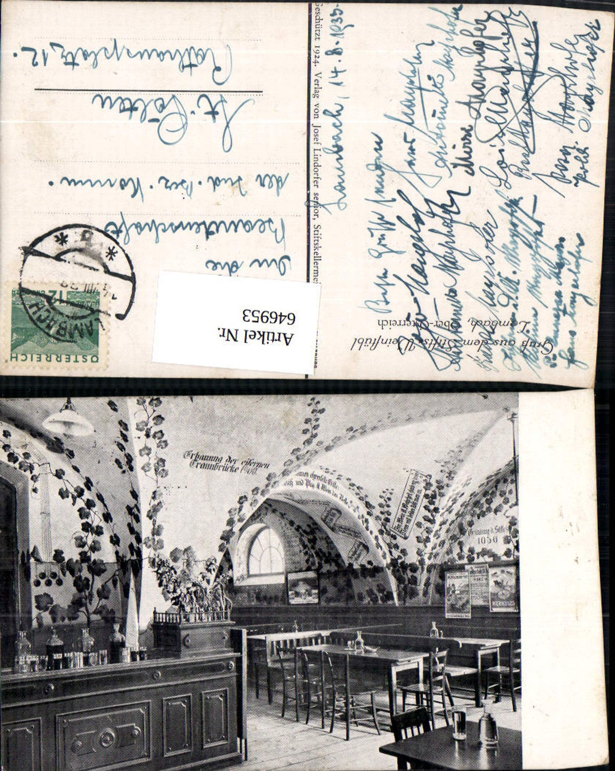 646953, Lambach Abbey Wine Tavern 1935 Abbey