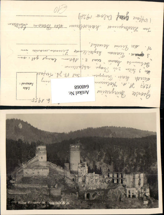 648068, great photo postcard Kollmitz in the Thaya Valley, Thaya, Raabs an der Thaya