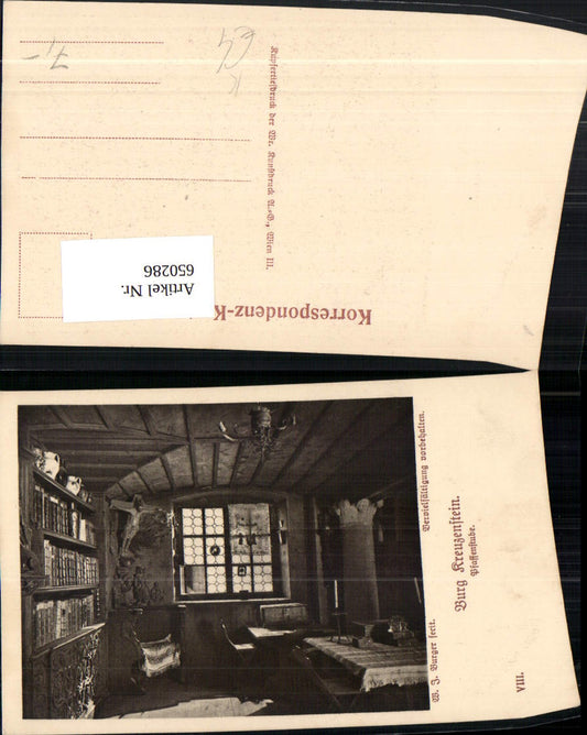 650286, Artist Ak WJ Burger Burg Kreuzenstein Leobendorf Pfaffenstube